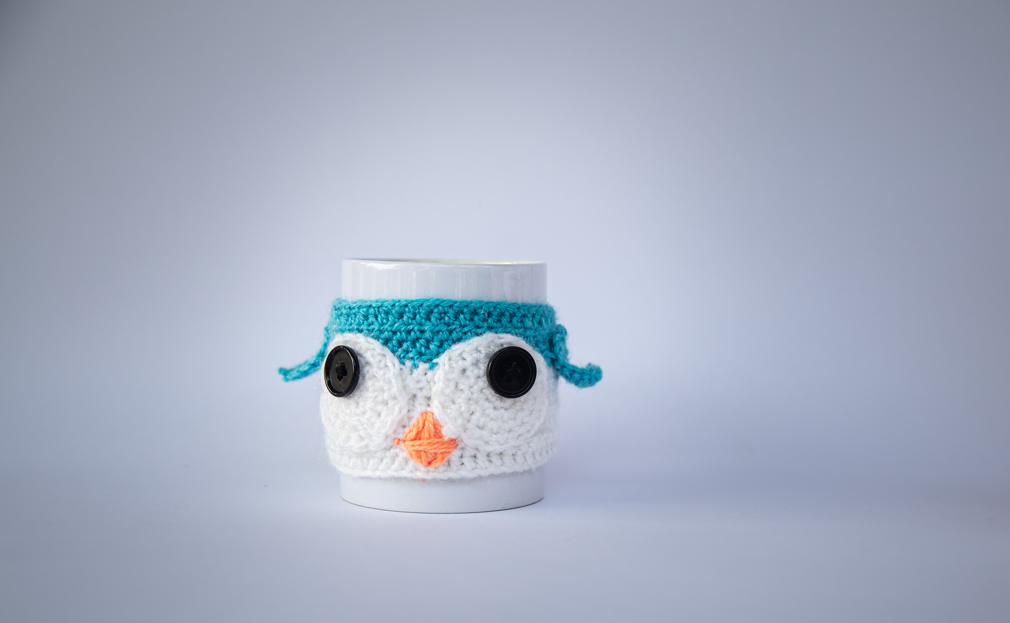 aamani's crochet: winter special | crochet mug with warmer | handmade | blue owl mug sleeve |