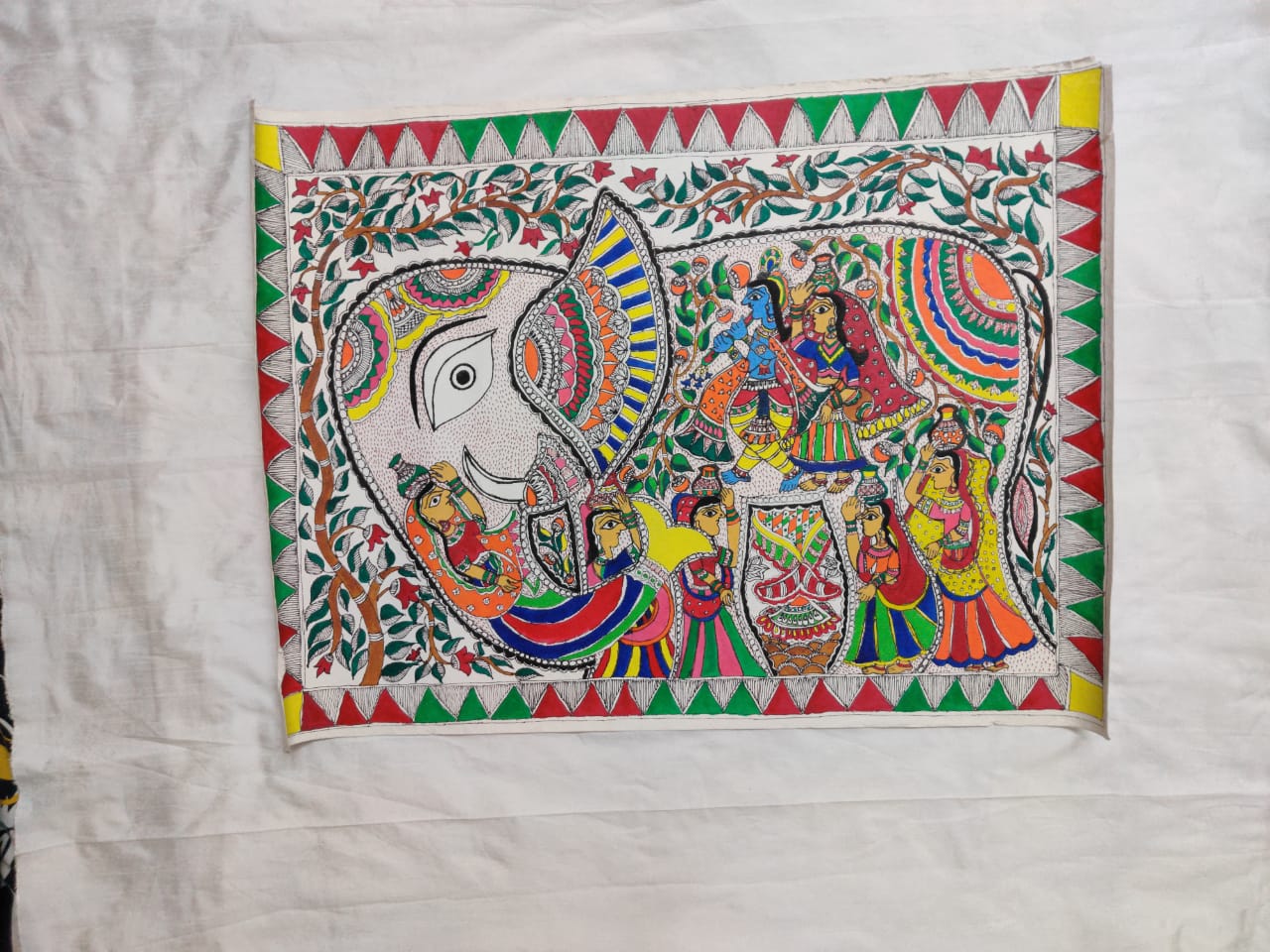 madhuani painting on hand made paper