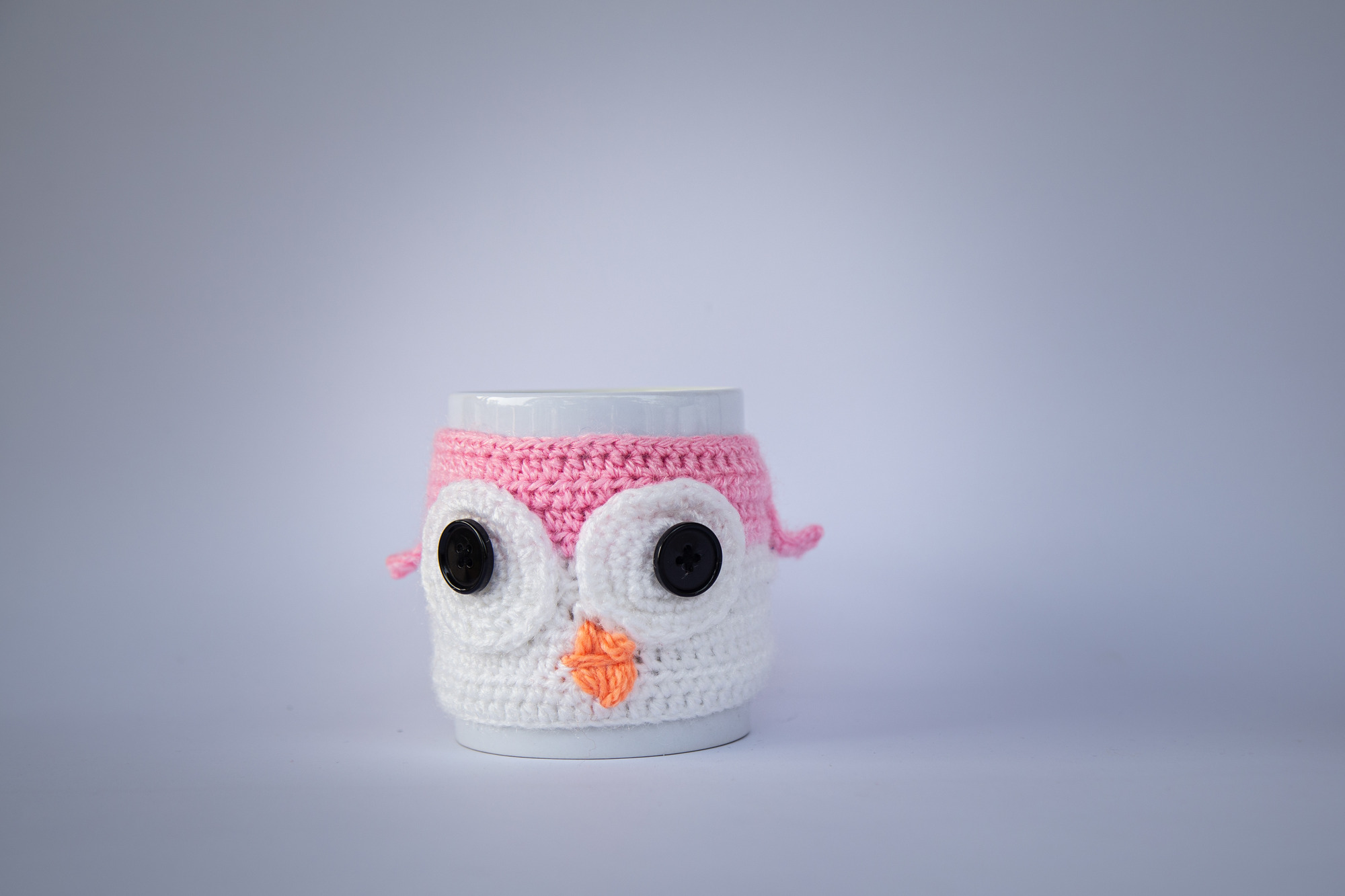 aamani's crochet: winter special | crochet mug with warmer | handmade | pink owl mug sleeve |