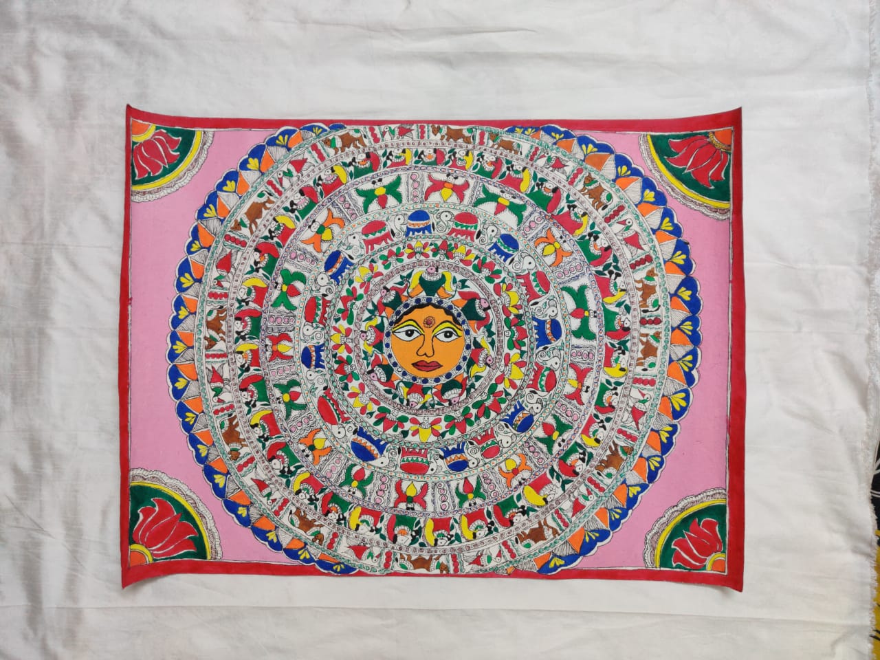 poster - sun in form of godna painting tradition madhubani art